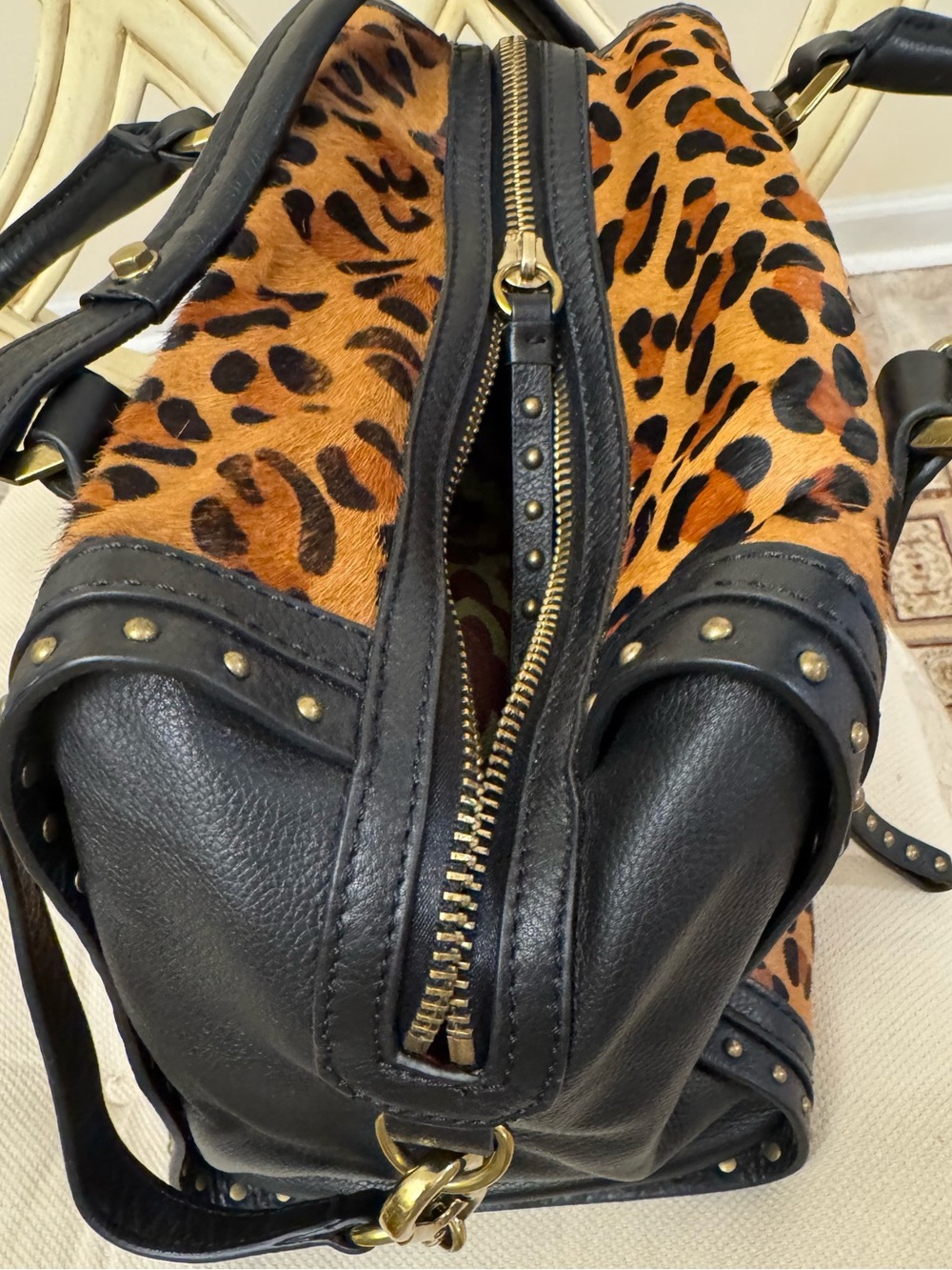 orYANY Leopard Print Satchel with Black Trim with dust bag - Picture 4 of 7